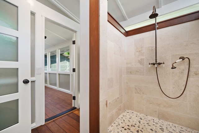 3018 Poipu Rd, Koloa, HI 96756 - full bath with tiled shower and wood-type flooring
