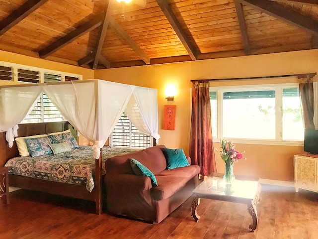 6052 Hauiki Rd Unit 1, Kapaa, HI 96746 - bedroom featuring wood ceiling, wood finished floors, multiple windows, and baseboards