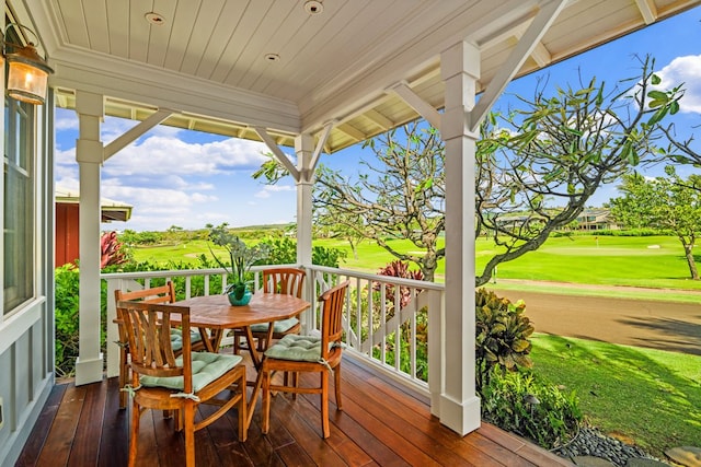 5145 Lau Nahele St, Koloa, HI 96756 - deck featuring view of golf course and outdoor dining area