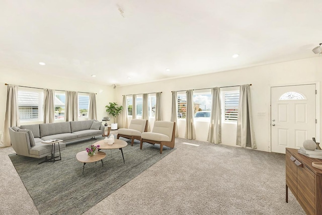 76 Makani Cir, Hilo, HI 96720 - carpeted living room featuring recessed lighting