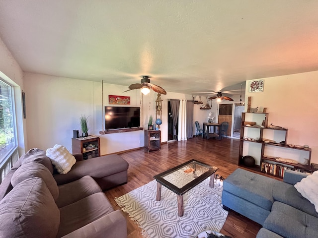 15-1784 30th Ave, Keaau, HI 96749 - living area featuring a ceiling fan and wood finished floors