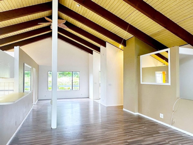 94-5826 Aouli Pl, Naalehu, HI 96772 - unfurnished living room featuring wood finished floors, wooden ceiling, and baseboards