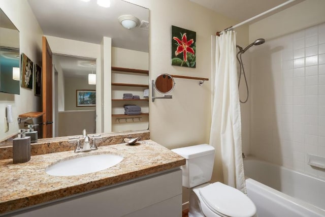 4800 Hanalei Plantation Rd Unit 9B, Princeville, HI 96722 - bathroom featuring vanity, shower / bath combo with shower curtain, and toilet
