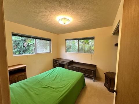 74-5087 Kumakani St, Kailua-Kona, HI 96740 - bedroom featuring a textured ceiling and light colored carpet