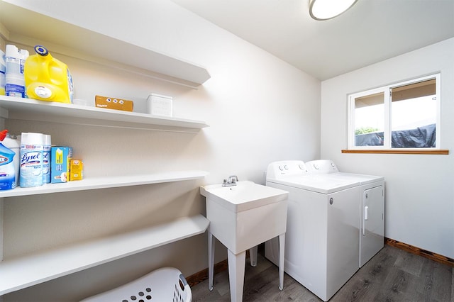 15-2063 18th Ave, Keaau, HI 96749 - laundry room with wood finished floors and washer and clothes dryer