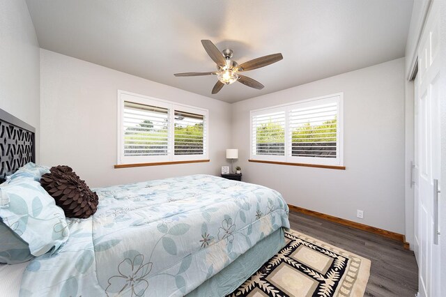 15-2063 18th Ave, Keaau, HI 96749 - bedroom featuring wood finished floors and a ceiling fan