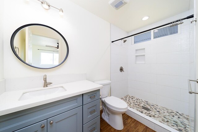 18-4259 Pszyk Rd, Mountain View, HI 96771 - full bath featuring vanity, a stall shower, toilet, and wood finished floors
