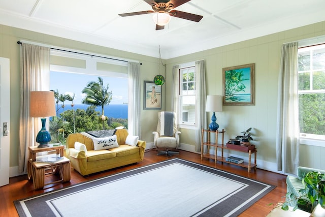 39-3383 Old Mamalahoa Hwy, Ookala, HI 96774 - living room featuring wood finished floors and ceiling fan