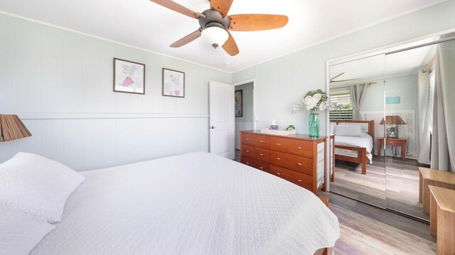 7990 Ulili Rd Unit A, Kekaha, HI 96752 - bedroom featuring wood finished floors and a ceiling fan