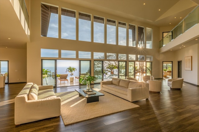 76-981 Aeo St, Kailua-Kona, HI 96740 - living area with a high ceiling, wood finished floors, and recessed lighting