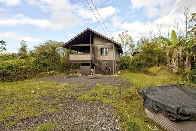 16-2159 Bamboo Dr, Pahoa, HI 96778 - back of house featuring stairway