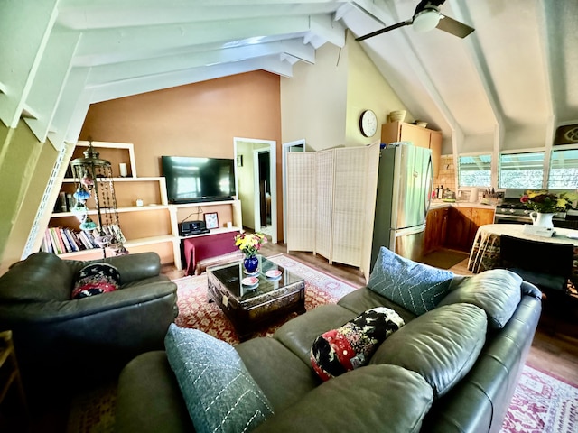 13-1382 Pueo St, Pahoa, HI 96778 - living room with wood finished floors and ceiling fan