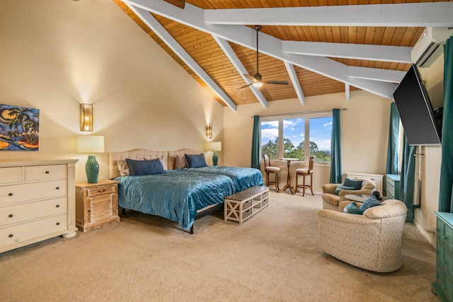4600 Uha Rd Unit 3, Lawai, HI 96765 - bedroom with wooden ceiling, light colored carpet, and a wall mounted air conditioner