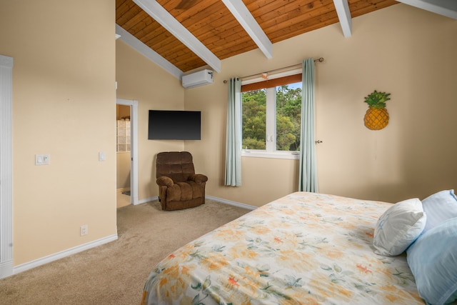 4600 Uha Rd Unit 3, Lawai, HI 96765 - bedroom featuring carpet floors, a wall unit AC, wood ceiling, and baseboards