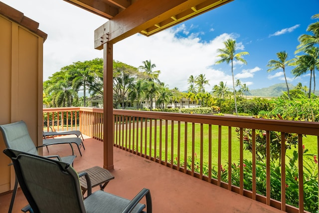 2370 Hoohu Rd Unit 712, Koloa, HI 96756 - view of patio / terrace featuring a mountain view