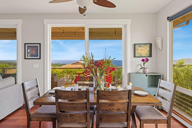 1165 Milia St, Kalaheo, HI 96741 - dining area featuring wood finished floors and ceiling fan