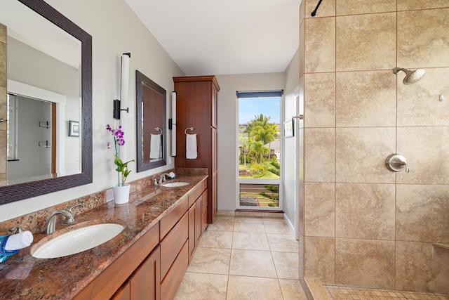 1165 Milia St, Kalaheo, HI 96741 - full bath featuring double vanity, a tile shower, and tile patterned floors