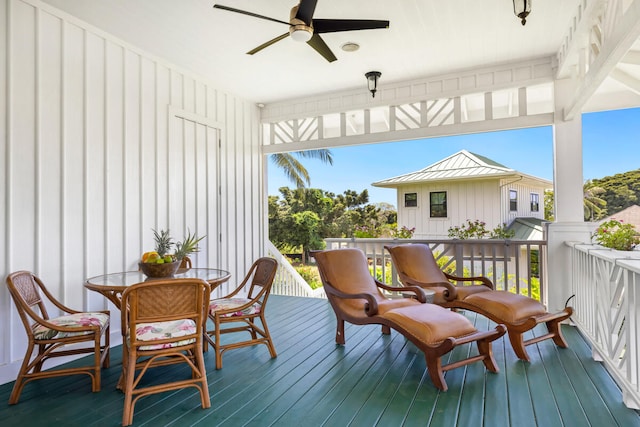 3042 Lauae Pl, Koloa, HI 96756 - deck featuring ceiling fan and outdoor dining space
