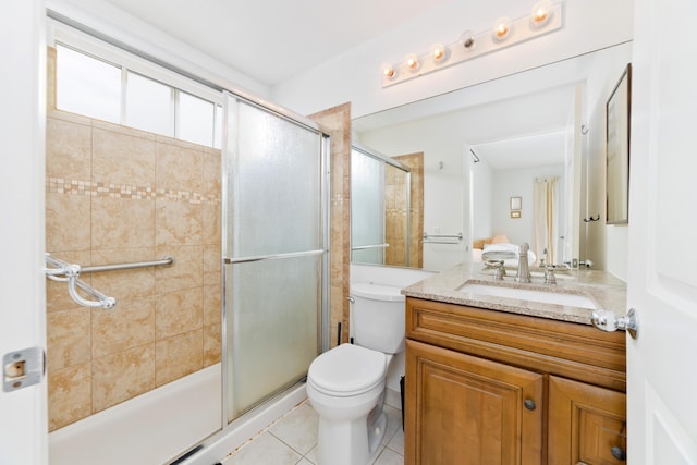 75-6081 Alii Dr Unit D104, Kailua-Kona, HI 96740 - full bathroom with toilet, vanity, tiled shower, and tile patterned floors