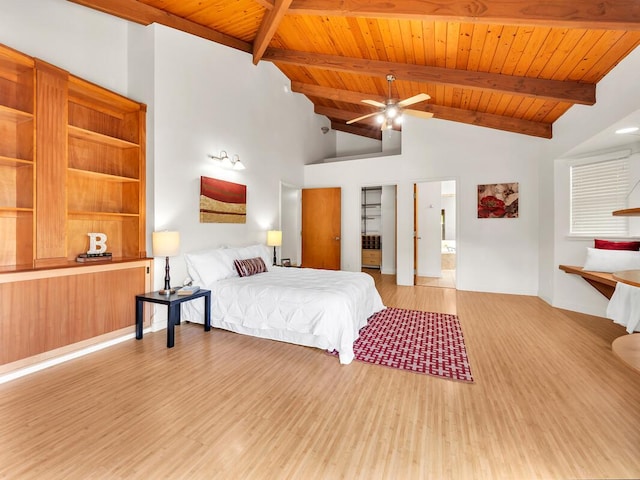 15-1545 27th Ave, Keaau, HI 96749 - bedroom featuring wood ceiling, light wood finished floors, ensuite bathroom, and a ceiling fan