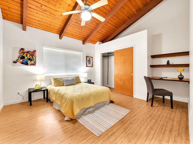 15-1545 27th Ave, Keaau, HI 96749 - bedroom featuring wooden ceiling, light wood finished floors, baseboards, a closet, and a ceiling fan