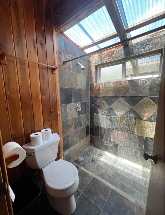 15-1545 27th Ave, Keaau, HI 96749 - bathroom featuring tiled shower, toilet, and stone finish flooring
