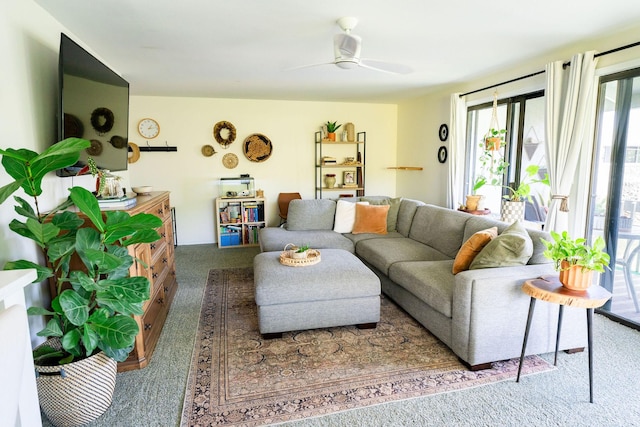 3057 Poipu Rd Unit C10, Koloa, HI 96756 - carpeted living room featuring a ceiling fan