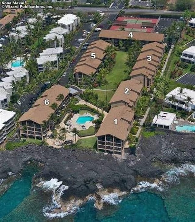 75-6026 Alii Dr Unit 5207, Kailua-Kona, HI 96740 - aerial overview of property's location featuring a pool area
