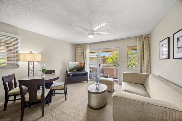 525 Aleka Lp Unit C13, Kapaa, HI 96746 - living area featuring a ceiling fan and a textured ceiling