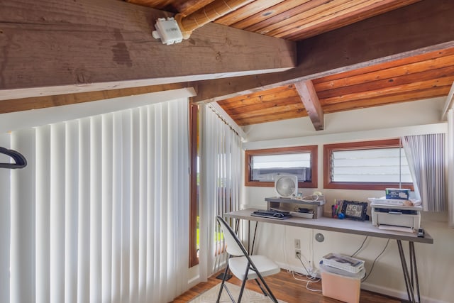 4085-B Noho Rd, Koloa, HI 96756 - office space featuring wood finished floors, wooden ceiling, and cooling unit