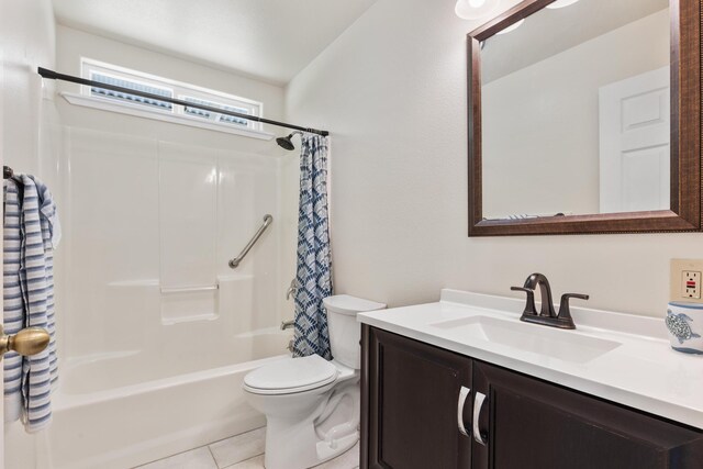 15-2060 29th Ave, Keaau, HI 96749 - bathroom featuring vanity, shower / bath combo with shower curtain, toilet, and tile patterned flooring