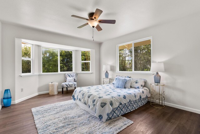 15-2060 29th Ave, Keaau, HI 96749 - bedroom with baseboards, wood finished floors, and a ceiling fan