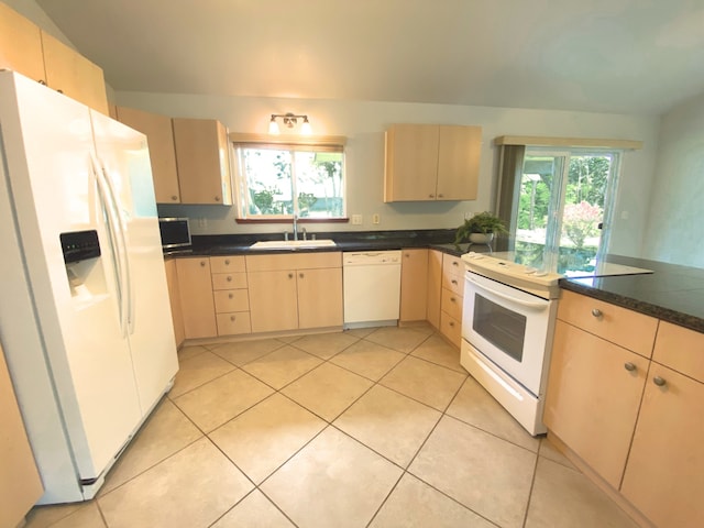 15-1676 6th Ave, Keaau, HI 96749 - kitchen with white appliances, a sink, light brown cabinets, and plenty of natural light