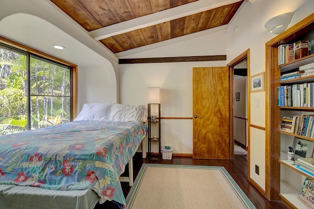13-125 Nalu Pl, Pahoa, HI 96778 - bedroom with wood finished floors, wooden ceiling, and baseboards