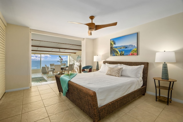 5454 Ka Haku Rd Unit 307, Princeville, HI 96722 - bedroom featuring access to outside, ceiling fan, and baseboards