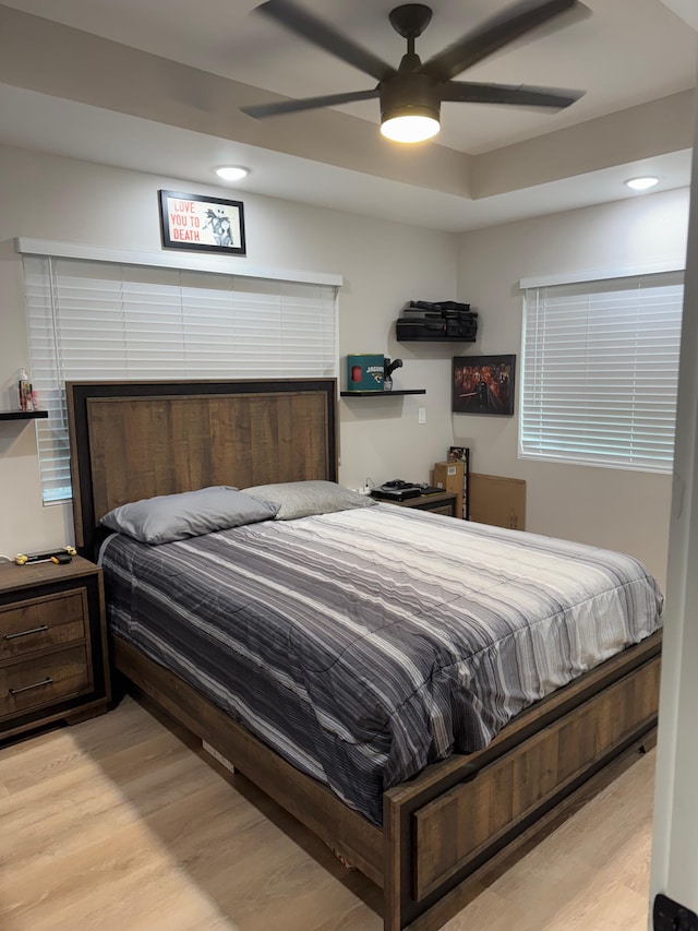 16-2062 Paradise Dr, Pahoa, HI 96778 - bedroom with light wood finished floors, a ceiling fan, and recessed lighting