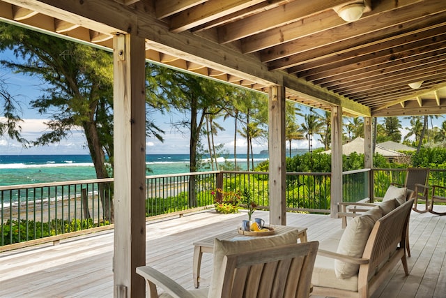 7312 Alealea Rd, Hanalei, HI 96722 - wooden deck featuring a water view