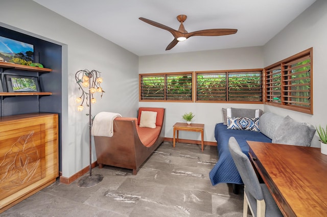 4282 Kalaheo Dr, Kalaheo, HI 96741 - sitting room with baseboards and ceiling fan