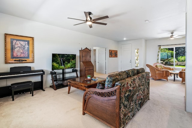 68-1634 Laie St, Waikoloa, HI 96738 - living room with ceiling fan and light colored carpet