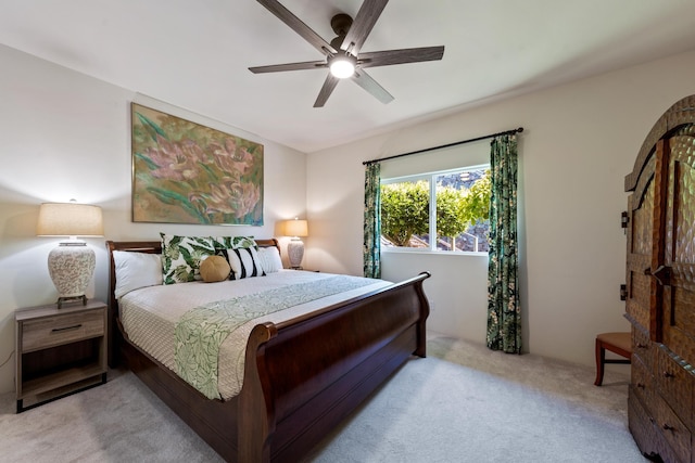 68-1634 Laie St, Waikoloa, HI 96738 - bedroom with light carpet and ceiling fan