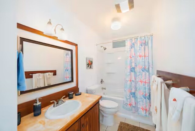 15-1893 32nd Ave, Keaau, HI 96749 - full bathroom with vanity, toilet, tile patterned flooring, and shower / tub combo with curtain