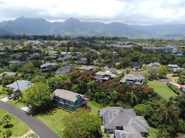 3636 Keoniana Rd, Princeville, HI 96722 - aerial perspective of suburban area with a mountain backdrop