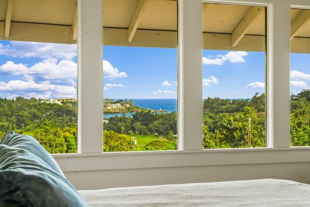 2819 Kapena St, Lihue, HI 96766 - interior space with a water view and a balcony