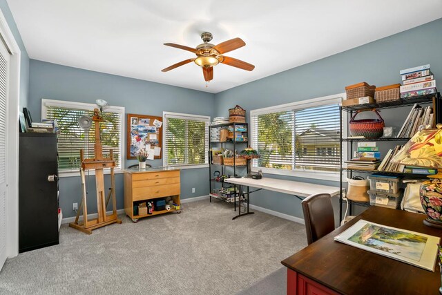 4355 Liliuokalani Pl, Kilauea, HI 96754 - carpeted office space with a ceiling fan and baseboards