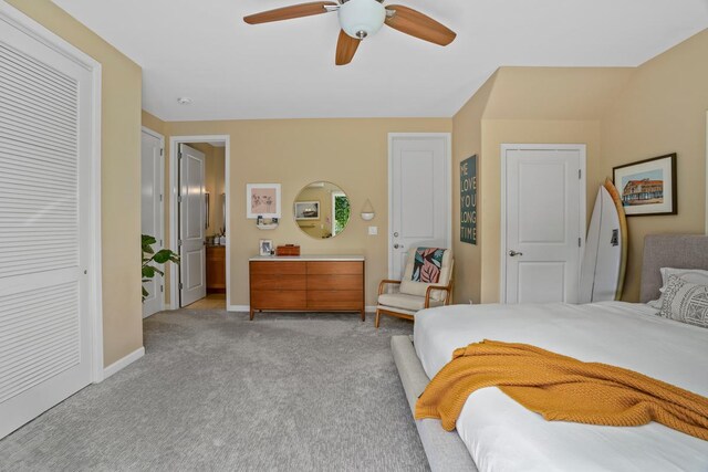 4355 Liliuokalani Pl, Kilauea, HI 96754 - bedroom featuring light carpet, baseboards, and ceiling fan