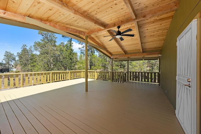 92-8856 Orchid Pkwy, Ocean View, HI 96737 - wooden terrace featuring ceiling fan and view of scattered trees