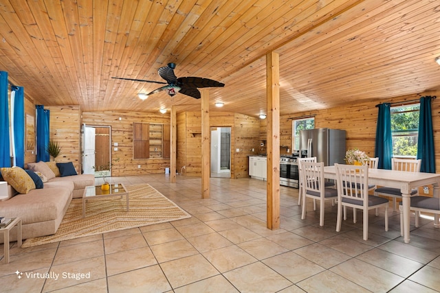 92-8856 Orchid Pkwy, Ocean View, HI 96737 - living room with light tile patterned floors, a ceiling fan, and wood ceiling