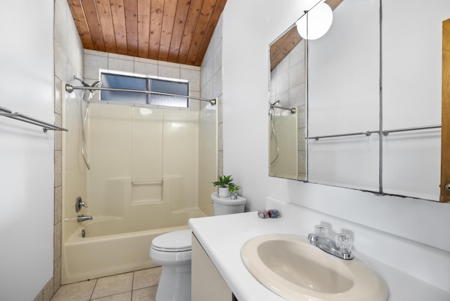 92-8821 Orchid Pkwy, Ocean View, HI 96737 - bathroom featuring toilet, tile patterned flooring, vanity, shower / bathtub combination, and wood ceiling