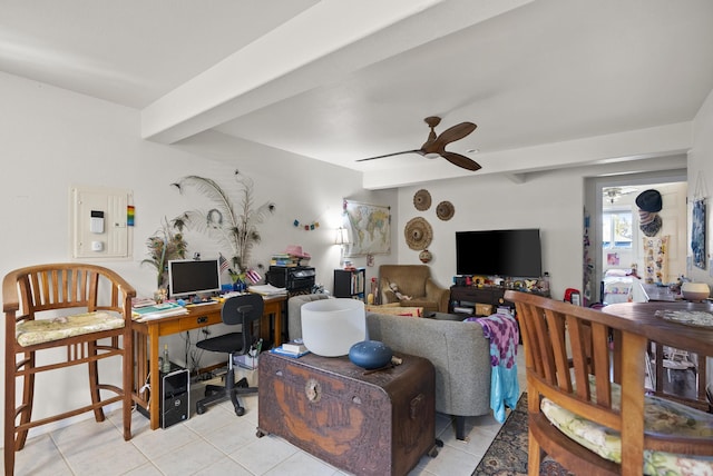 92-8821 Orchid Pkwy, Ocean View, HI 96737 - office featuring a ceiling fan and light tile patterned floors