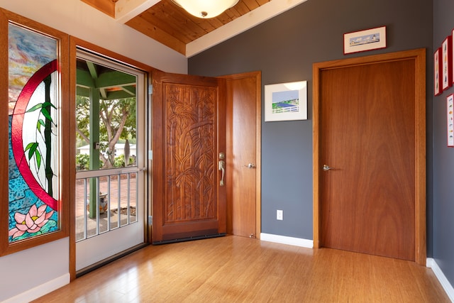 71-1769 Puu Lani Dr, Kailua-Kona, HI 96740 - foyer with wood ceiling, wood finished floors, and baseboards